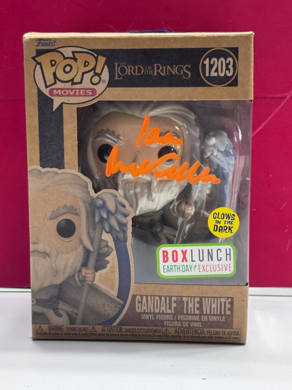 FUNKO POP Lord Rings GANDALF THE WHITE #1203Signed by Ian McKellen COA AUTHENTIC
